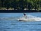 Action shot of young man on jet ski watersport