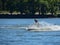 Action shot of young man on jetski watersport