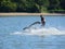 Action shot of young man on jetski watersport