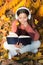 Activate listening. Small child in headphones practice listening comprehension. Little girl read book listening to audio