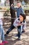 active children games. boy gently passes through the tangled rope