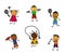 Active children on a white background. Collection. Kids play sports games. Vector