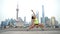 Active city lifestyle healthy fitness yoga woman