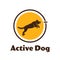 Active dog logotype. Dog silhouette isolated on white background