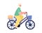 Active elderly man takes a bike ride cartoon vector illustration isolated.