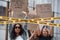 Active and energetic. Group of feminist women have protest for their rights outdoors