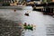 Active families kayaking on the Charles River, Cambridge Mass,Summertime,2013