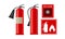 Active Fire Protection Devices with Fire Extinguisher and Fire Alarm Button Vector Set