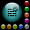 Active firewall icons in color illuminated glass buttons