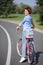 Active girl riding a bicycle