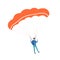 Active guy enjoying parachuting extreme sport vector flat illustration. Male skydiver practicing dangerous hobby with