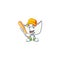 An active healthy chinese white ingot mascot design style playing baseball