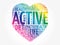 ACTIVE heart word cloud, fitness, sport, health concept