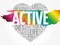 ACTIVE heart word cloud, fitness, sport, health concept