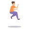 Active jumping boy icon, cartoon style