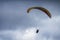 Active lifestyle, extreme hobbies. Skydiver flight against the blue sky.