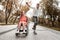 Active man enjoying his new hobby and riding skateboard