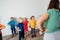 Active and motivated kids doing sport exercises at kindergarten