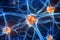 Active Nerve Cells Neuronal Network with Electrical Signals. Generative AI