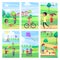 Active Rest in Urban Park Poster Illustrations