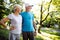 Active senior couple engaging in healthy sports activies