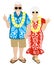 Active Senior Couple, Hawaiian Tourist Isolated