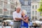 Active senior couple traveling in Europe