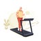 Active senior man on a treadmill at home. Lifestyle sport activities in old age. Sportive grandfather on training