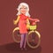 Active senior old women, lady cartoon, cute, adorable vector character