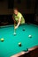 Active Senior Woman Pool Billiards