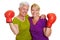 Active senior women with boxing