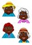 Active smiling old women cartoon characters