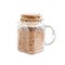 Active sourdough starter in glass jar. Rye leaven for bread isolated on white background. Bread baking concept