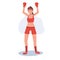 Active Sports Woman Boxing with Confidence. Powerful Female Boxer in Gym Workout Session