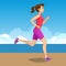 Active sporty young jogging woman, loss weight cardio training.