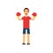 Active teen boy in boxing gloves, boy doing sport, active lifestyle vector Illustration