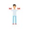 Active teen boy exercising with dumbells, active lifestyle vector Illustration