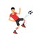 Active teen boy kicking a soccer ball, boy doing sport, active lifestyle vector Illustration