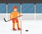 Active Teenage Boy Playing Hockey, Guy Doing Physical Activity and Sports Vector Illustration