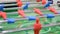 active toy sport field, entertainment hobby, toy football game closeup, children's desktop table soccer,