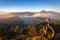 Active volcanoes Bromo and Semeru seen in the morning light, Java, Indonesia