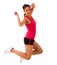 Active woman doing aerobics for a cardio training dancing