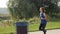 Active woman running outdoors. Determined female running and achieving her sports fitness goals. Young woman jogging in summer par