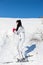Active Woman Skier Skiing at the Mountain Resort