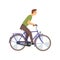 Active Young Man Riding Bike, Male Cyclist Character on Bicycle Vector Illustration
