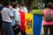 Activist people protesting in front of the parliament