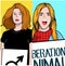 Activist woman for equality and activist woman for animal liberation