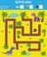 Activity page for kids. Educational game. Maze and counting game. Help dinosaurs meet. Fun for preschool years children