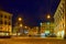 The activity on Piazza della Riforma at night, on March 17 in Lugano, Switzerland