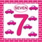 Activity for preschool children. Learning numbers. Educational card with number 7 seven with car